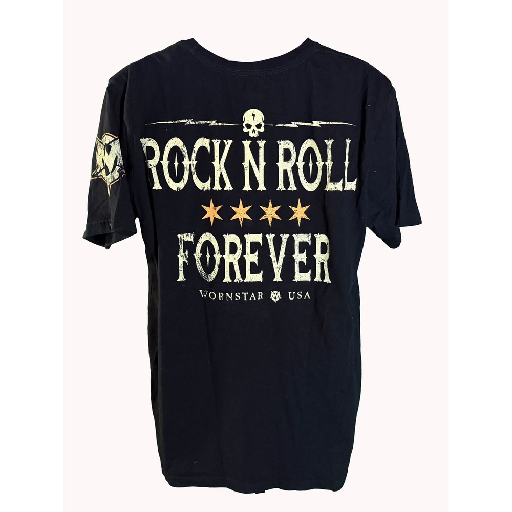 Wornstar Rock N Roll Forever T-Shirt Mens XL Black Skull Graphic Artist Asylum - Picture 3 of 7